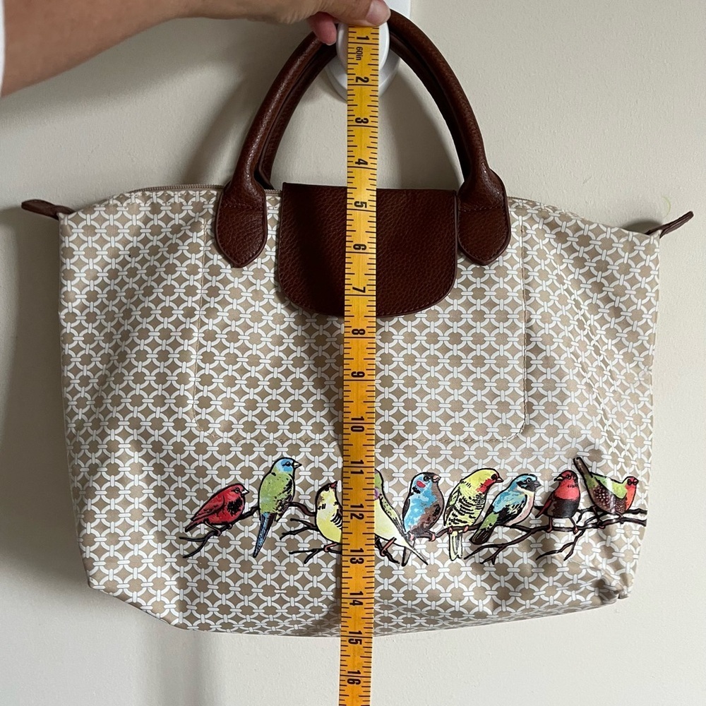Barth & McCallig Lightweight Foldable Bird Embellished Tote With Leather Trim - Picture 6 of 15